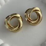 Özel Seri İç İçe Üçlü Gold Halka Küpe