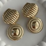 Özel Seri Geometrik Desen Maksi Boy Gold Küpe