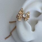 Özel Seri Zirkon Taşlı Zincir Detay Gold Kurdele Earcuff