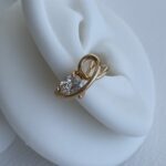 Özel Seri Tek Taş Kalp Tasarım Gold Earcuff