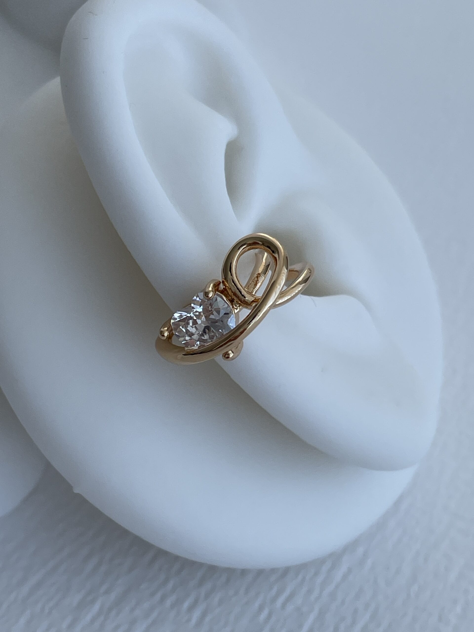 img_4925 Özel Seri Tek Taş Kalp Tasarım Gold Earcuff