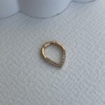 Özel Seri Zirkon Taşlı Damla Tasarım Gold Tragus