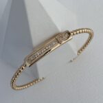 Özel Seri Zirkon Taşlı F Harf Gold Ayarlanabilir Bileklik