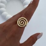 Özel Seri Spiral Desen Gold Ayarlanabilir Yüzük