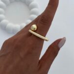 Özel Seri Geometrik Tasarım Gold Ayarlanabilir Yüzük