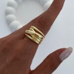 Özel Seri X Tasarım Gold Ayarlanabilir Yüzük