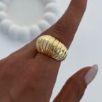 Özel Seri Bubble Tırtık Model Gold Ayarlanabilir Yüzük