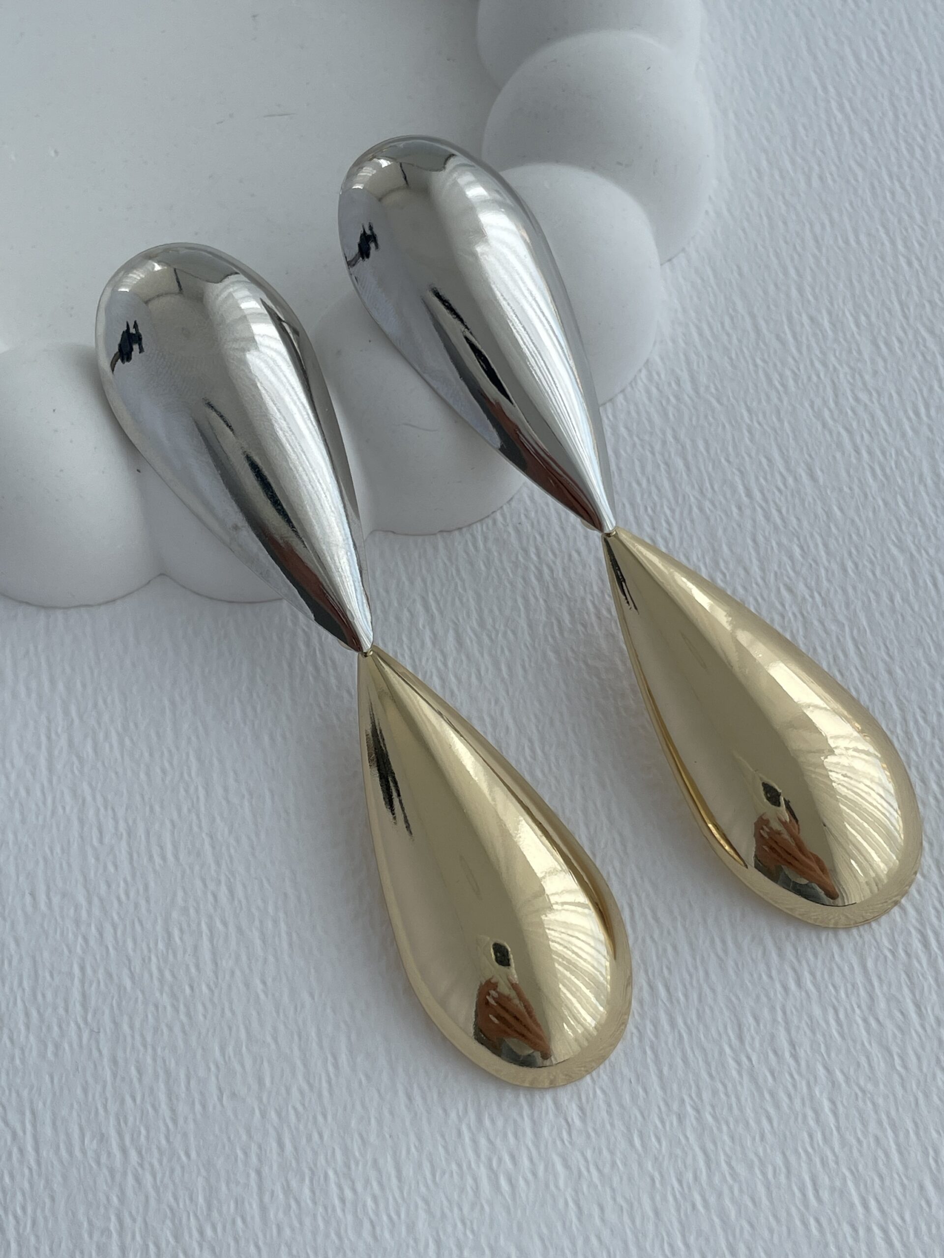 img_6130 Özel Seri Damla Tasarım Maksi Boy Gold & Gümüş Küpe