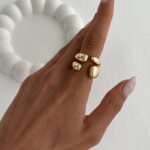 Özel Seri Geometrik Desen Gold Ayarlanabilir Yüzük