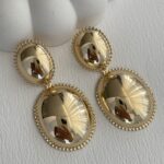 Özel Seri Vintage Tasarım Büyük Oval Gold Küpe