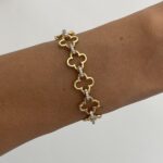 Özel Seri Yonca Tasarım Zirkon Taşlı Gold Bileklik