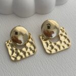 Özel Seri Desenli Geometrik Tasarım Gold Küpe