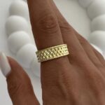 Özel Seri Ayarlanabilir Üçgen Desenli Gold Yüzük