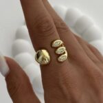Özel Seri Zirkon Taşlı Gold Üçlü Bubble Yüzük