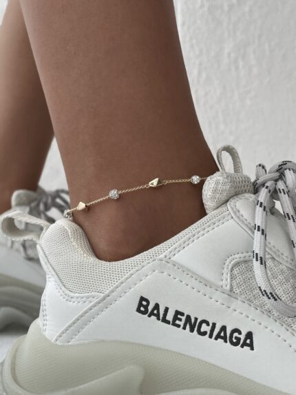 Çelik Gold Taş Detaylı Geometrik Tasarım Halhal