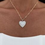 Özel Seri Zirkon Taşlı Gold Gümüş Kalp Kolye