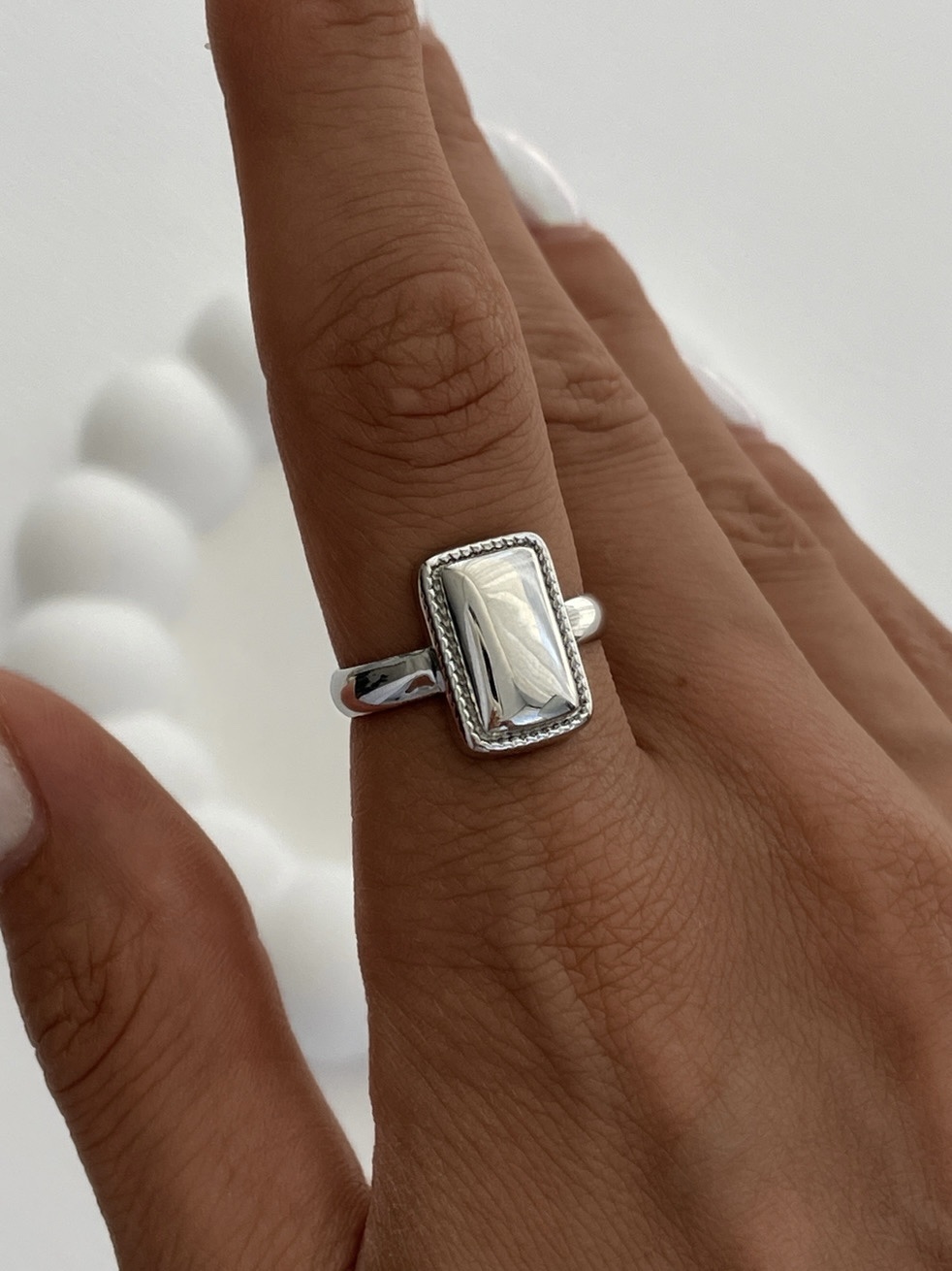 img_5756 Özel Seri Ayarlanabilir Dikdörtgen Tasarım Gümüş Şövalye Yüzük