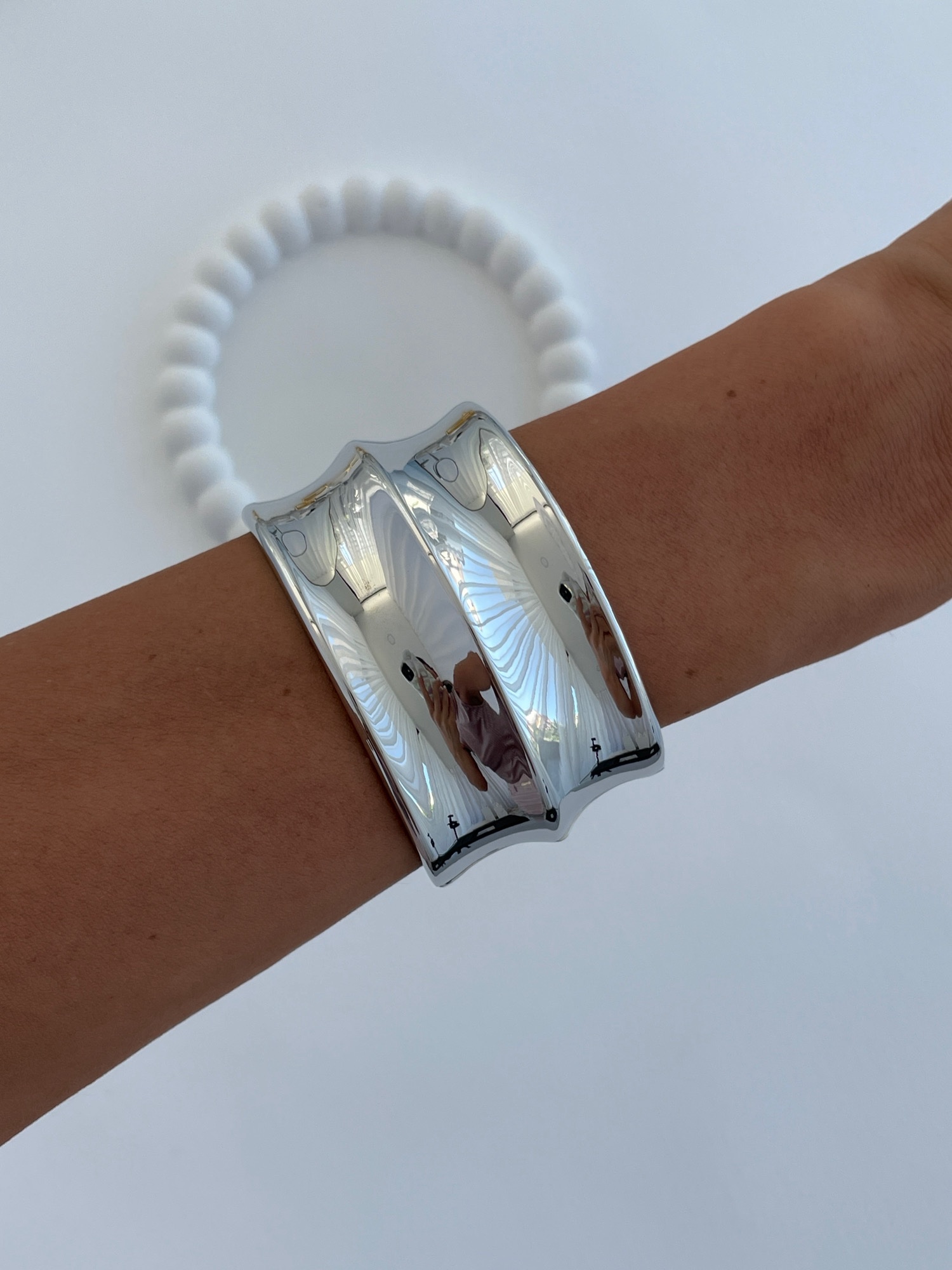 img_7292 Özel Seri Geometrik Desen ZR Model Gümüş Kelepçe Bileklik