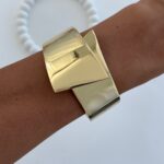 Özel Seri Geometrik Desen ZR Model Gold Kelepçe Bileklik