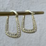 Özel Seri Zirkon Taşlı Geometrik Desen Gold Küpe