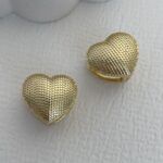 Özel Seri Desenli Gold Kalp Küpe