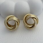 Özel Seri Desenli İç İçe Üçlü Gold Halka Küpe