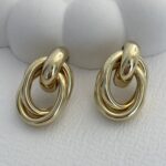 Özel Seri Geometrik Tasarım Gold Küpe