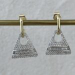Özel Seri Gold & Gümüş Üçgen Tasarım Taşlı Küpe