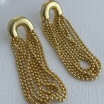 Özel Seri U Tasarım Top Zincir Gold Sallantılı Küpe