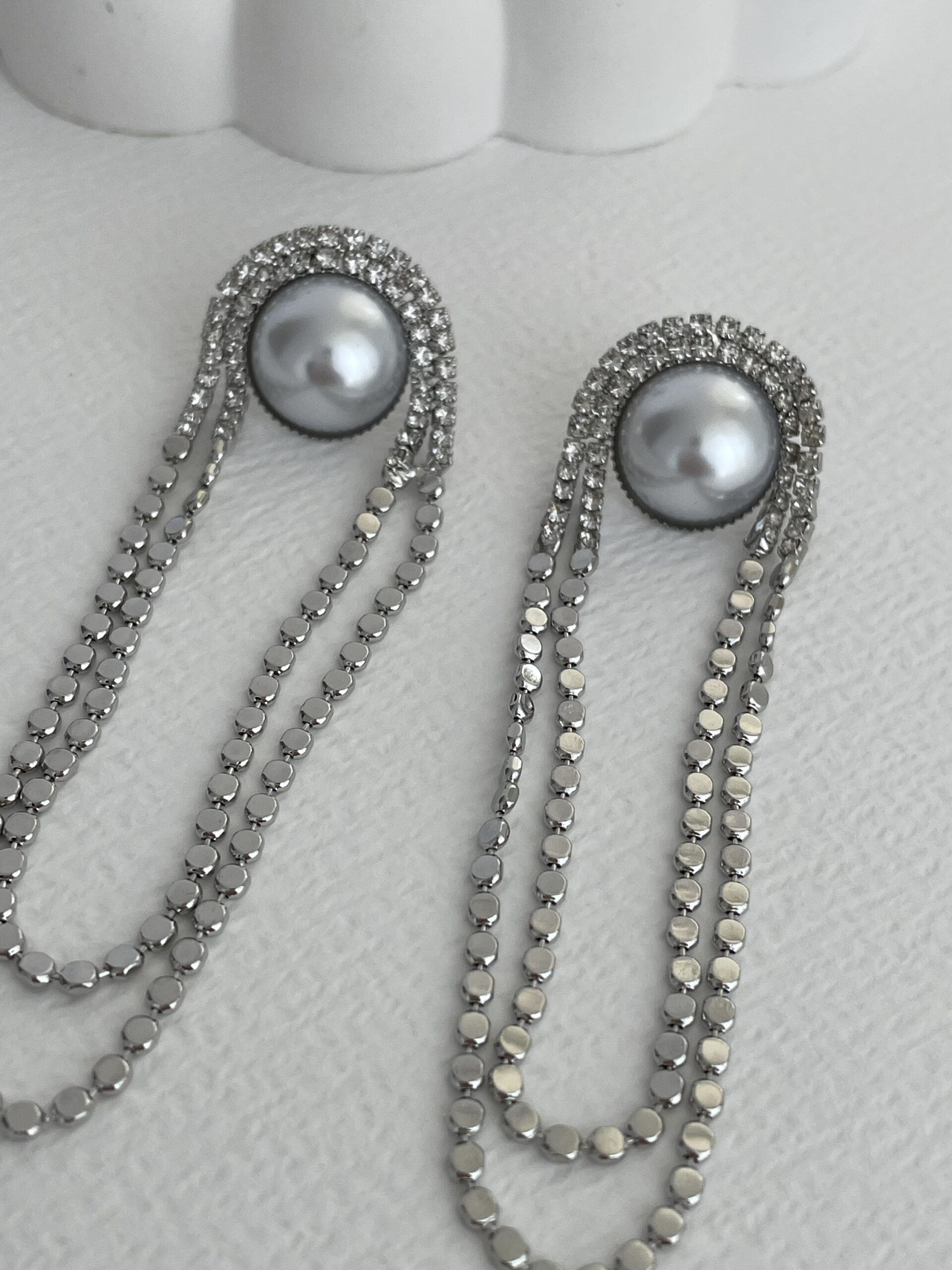 img_8423 Özel Seri Zirkon Taşlı İncili Gümüş Ezme Zincir Küpe