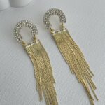 Özel Seri Zirkon Taşlı Gold Sallantılı Küpe