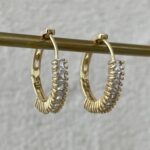 Özel Seri Zirkon Taşlı Gold Halka Küpe