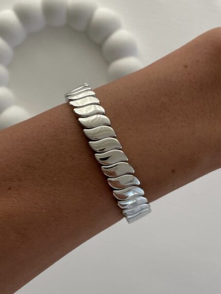 Özel Seri Geometrik Desen Lastikli Gümüş Bileklik