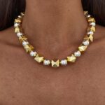 Özel Seri Gold & Gümüş Geometrik Desen Kolye