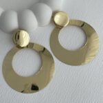 Özel Seri Büyük Boy Geometrik Desen Gold Küpe