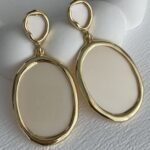 Özel Seri Büyük ZR Model Oval Tasarım Gold Küpe
