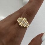 Özel Seri Zirkon Taşlı Geometrik Tasarım Gold Ayarlanabilir Yüzük