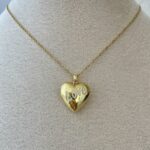 Çelik İçi Açılır Resimli Love Kalp Tasarım Gold Kolye