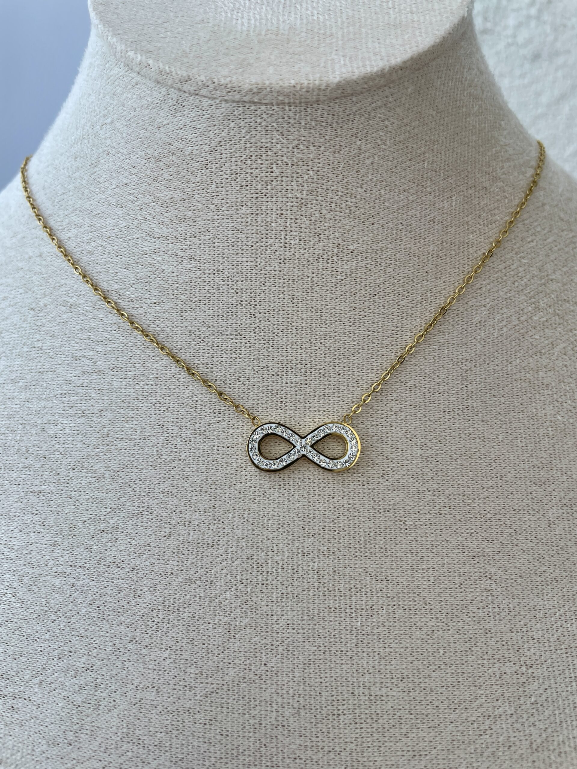img_3503 Çelik Zirkon Taşlı Sonsuzluk Sembolü Gold Kolye