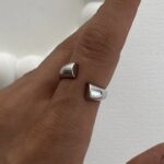 Özel Seri Gümüş Minimal Ayarlanabilir Yüzük
