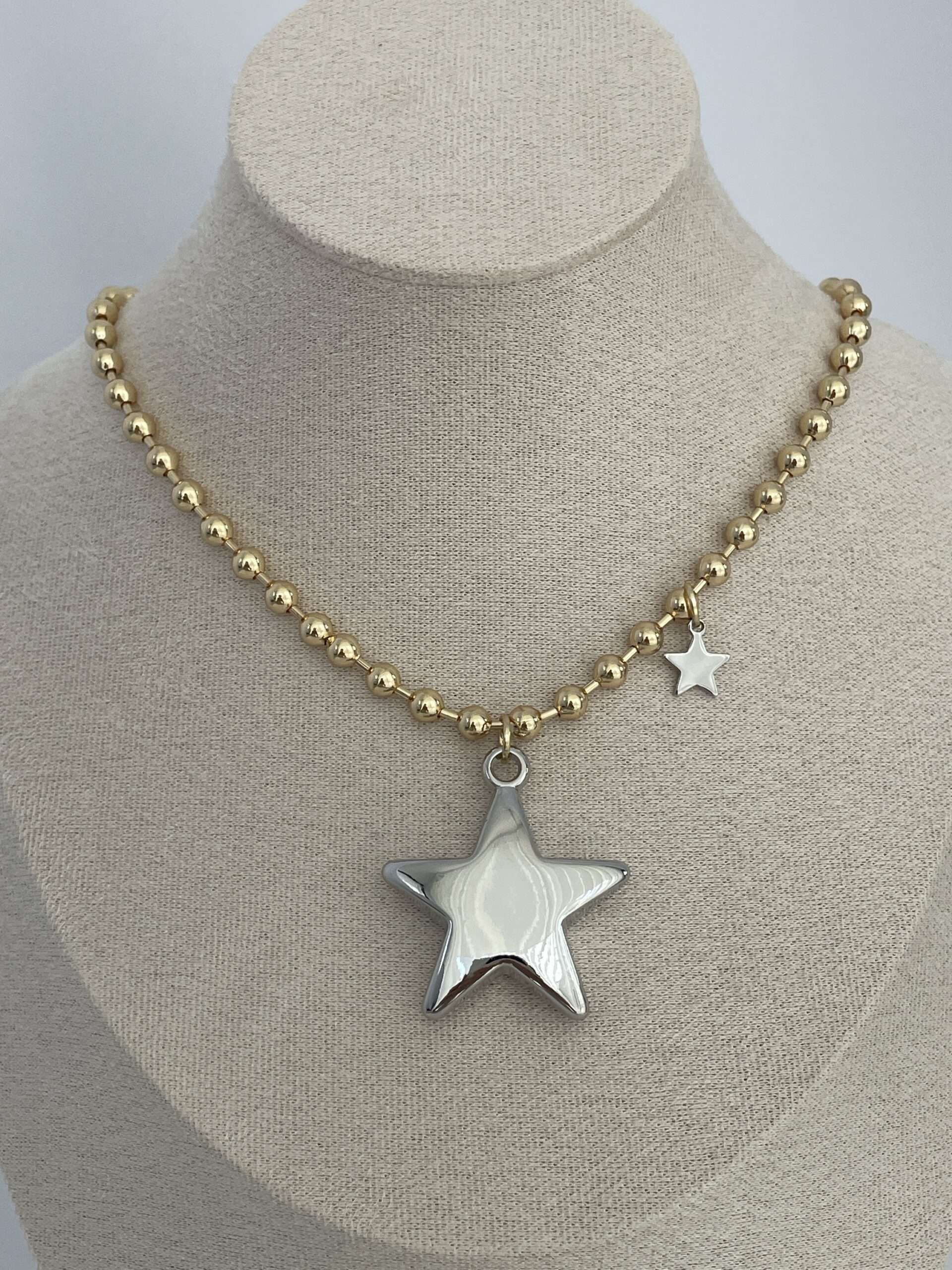 img_4423 Özel Seri Gümüş Yıldız Tasarım Gold Top Zincir Kolye