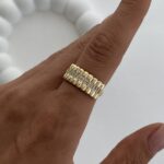 Özel Seri Zirkon Taşlı Tırtık Model Gold Ayarlanabilir Yüzük
