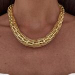 Özel Seri Kalın Geometrik Desen Gold Kolye