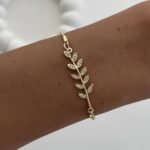 Özel Seri Zirkon Taşlı Başak Tasarım Gold Shiny Bileklik