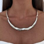 Özel Seri ZR Model Soyut Tasarım Gümüş Choker Kolye