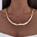 Özel Seri Soyut Tasarım Gold Choker Kolye