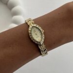 Çelik Zirkon Taşlı Vintage Gold Saat