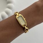 Çelik Zirkon Taşlı Vintage Gold Saat