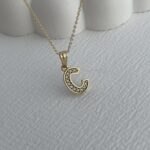 Özel Seri Zirkon Taşlı C Harf Minimal Gold Kolye