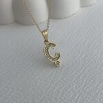 Özel Seri Zirkon Taşlı Ç Harf Minimal Gold Kolye